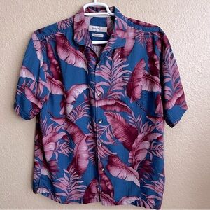 Tommy Bahama Original Fit Tropical Print Silk Short Sleeve Button Down Shirt